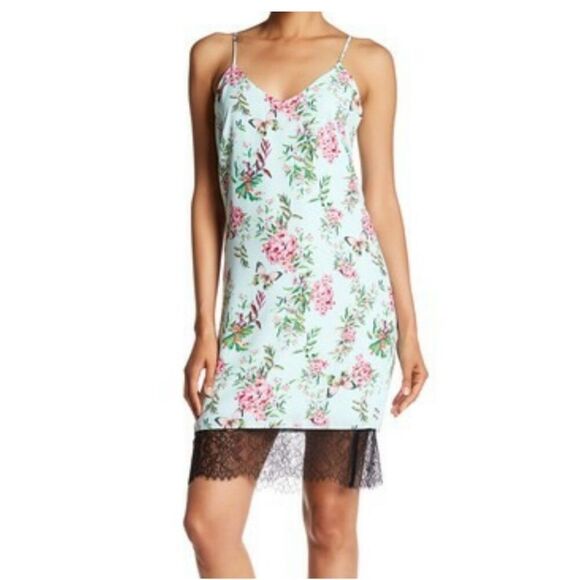 NWT Adelyn Rae Lydia Woven Printed Slip Dress Large Light Blue Size L - Picture 1 of 10